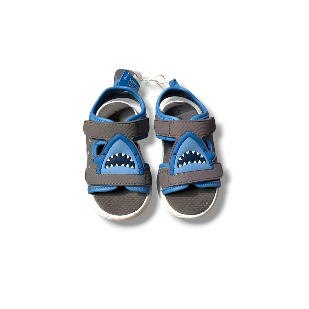 Carter's Toddler Shark Sandals Size 7M Blue Grey Light-Up Summer Shoes NEW